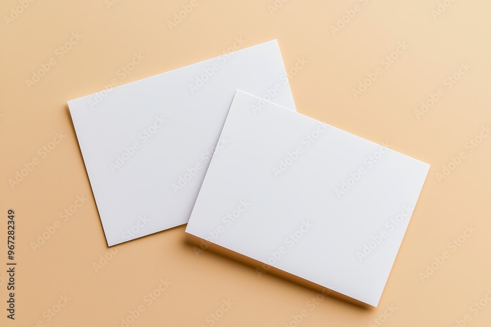 This is a white business card on a wooden table. It is a blank portrait A4.