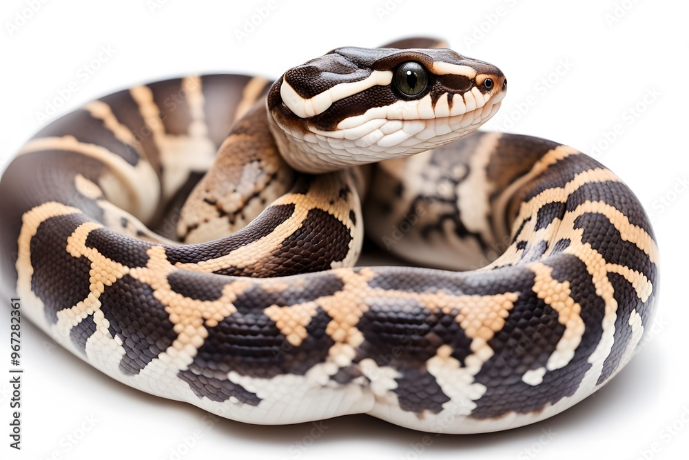 Ball python snake on white background, AI Generated Ball python snake on white background, AI Generated