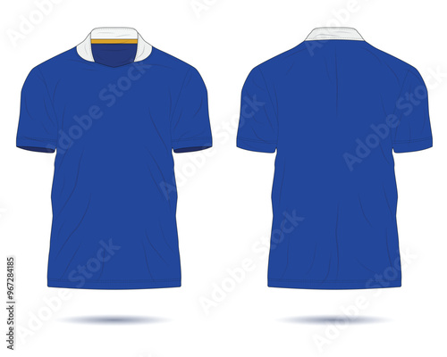 Blue soccer jersey uniform mockup front and back view
