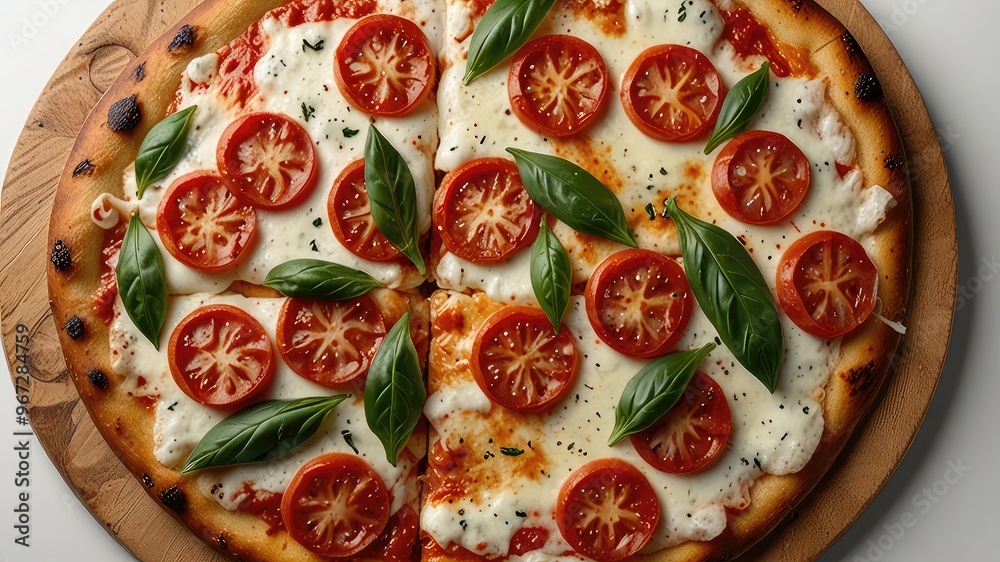full image of Margherita pizza isolated on a white background ,Jpeg file full image of Margherita pizza isolated on a white background ,Jpeg file