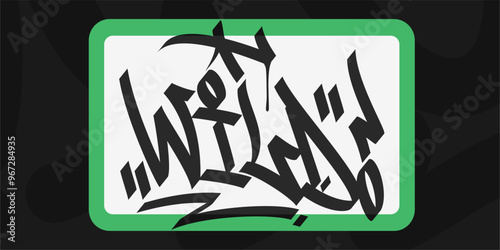 Graffiti Style Sticker Hello My Name Is With Some Street Art Lettering Vector Illustration
