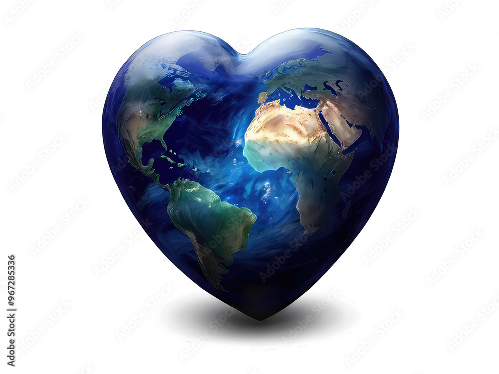 Naklejka premium heart shaped earth globe,heart in the earth shape