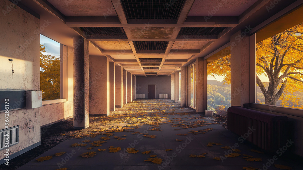 Photo of abandoned old building with autumn trees and foliage Photo of abandoned old building with autumn trees and foliage