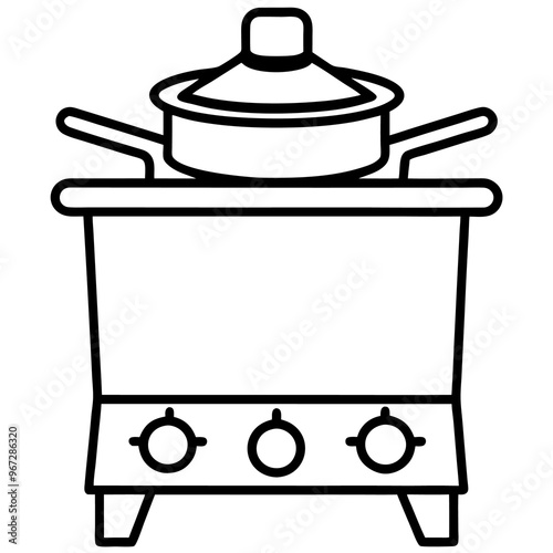 stove outline coloring book page line art illustration digital drawing