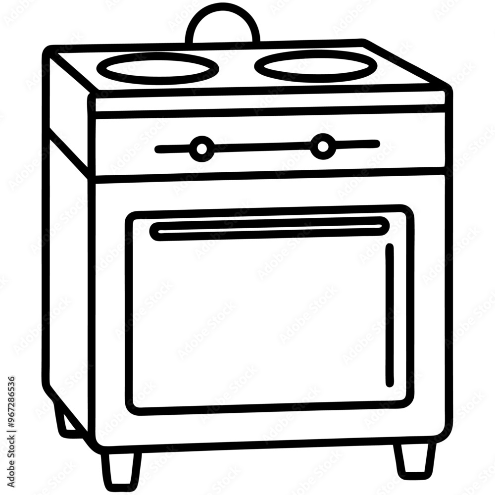stove outline coloring book page line art illustration digital drawing