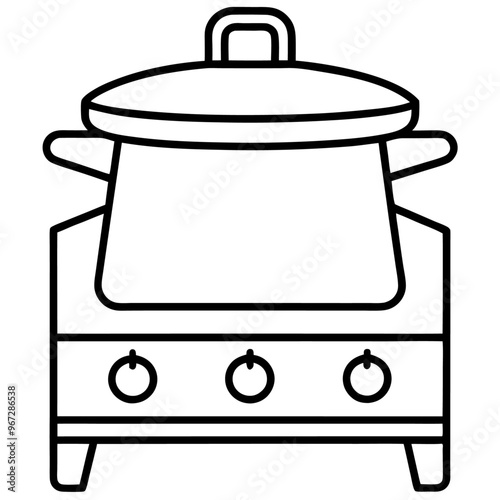 stove outline coloring book page line art illustration digital drawing