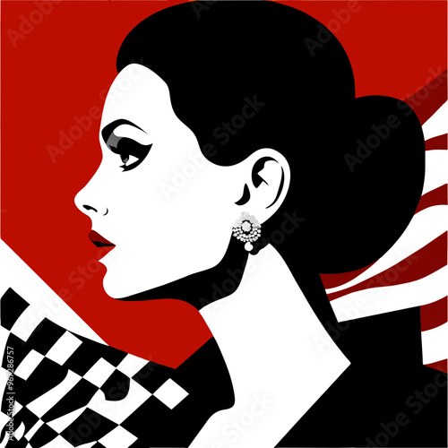 Retro Woman Bust Geometric Abstract photo