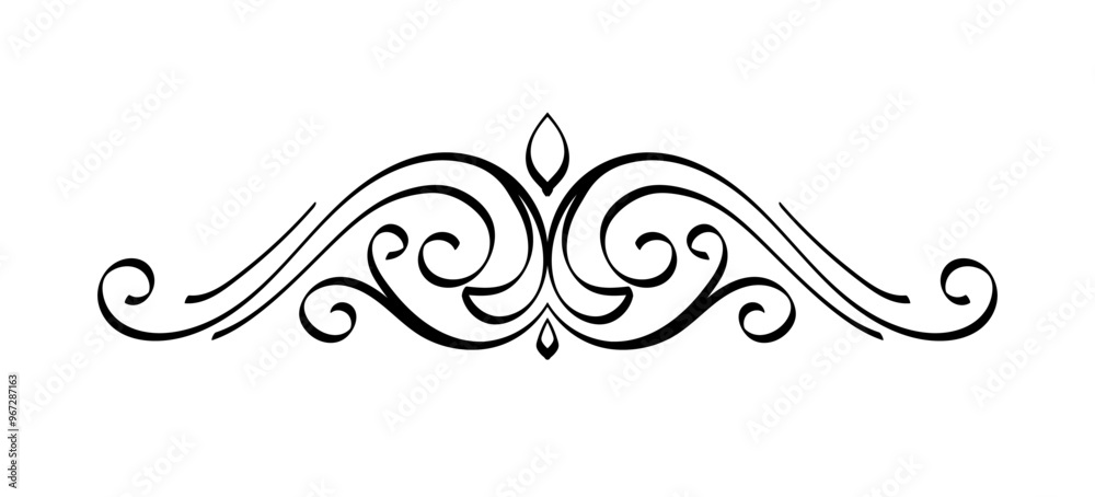 Fototapeta premium Vintage frame element. Traditional pattern and ornament. Retro swirl and vignette. Victorian ancient style. Poster or banner. Linear vector illustration