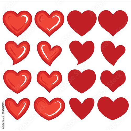 Vector elements of heart set isolate on white background for design 