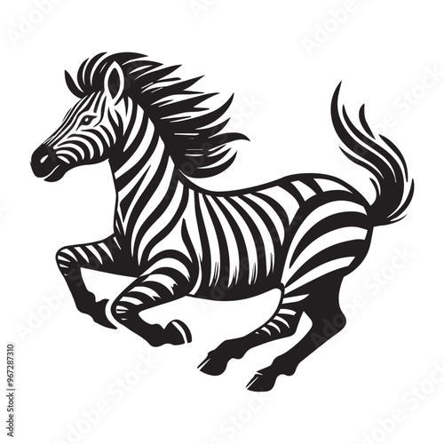 Zebra Outline Clipart Design - Zebra vector Illustration in black and white