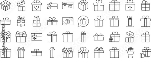 Giftbox, Box for Presents Thin Icons Collection. Editable Stroke. Suitable for Web Sites, Books, Cards, Apps