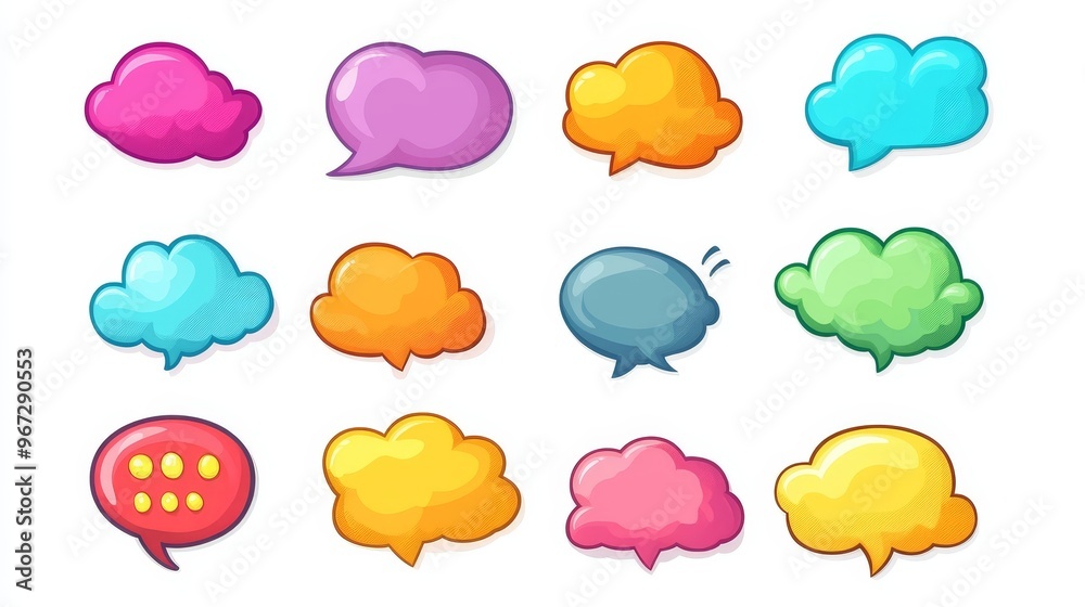 A set of colorful speech bubbles with different colors and sizes A set of colorful speech bubbles with different colors and sizes