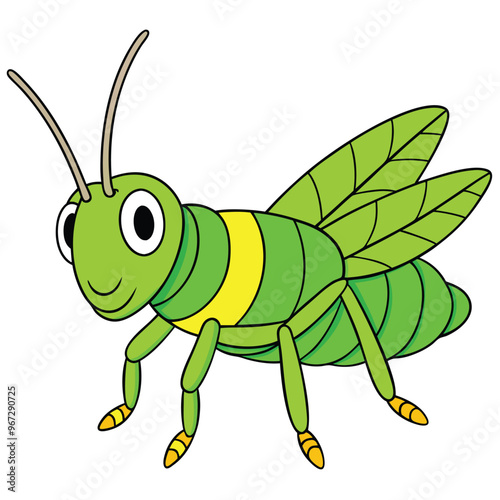 Cartoon grasshopper isolated on white background