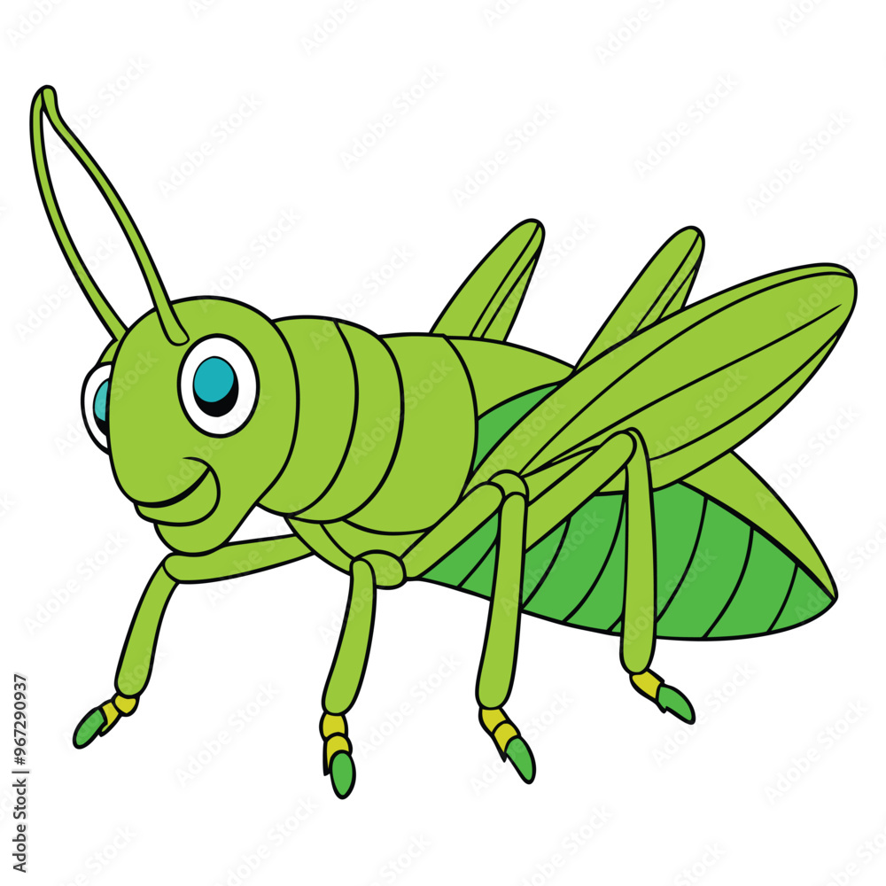 Fototapeta premium Cartoon grasshopper isolated on white background