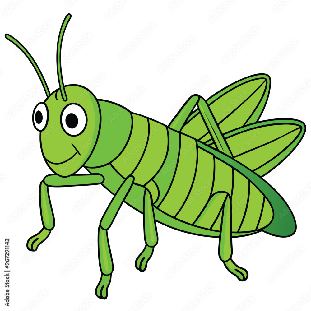 Fototapeta premium Cartoon grasshopper isolated on white background