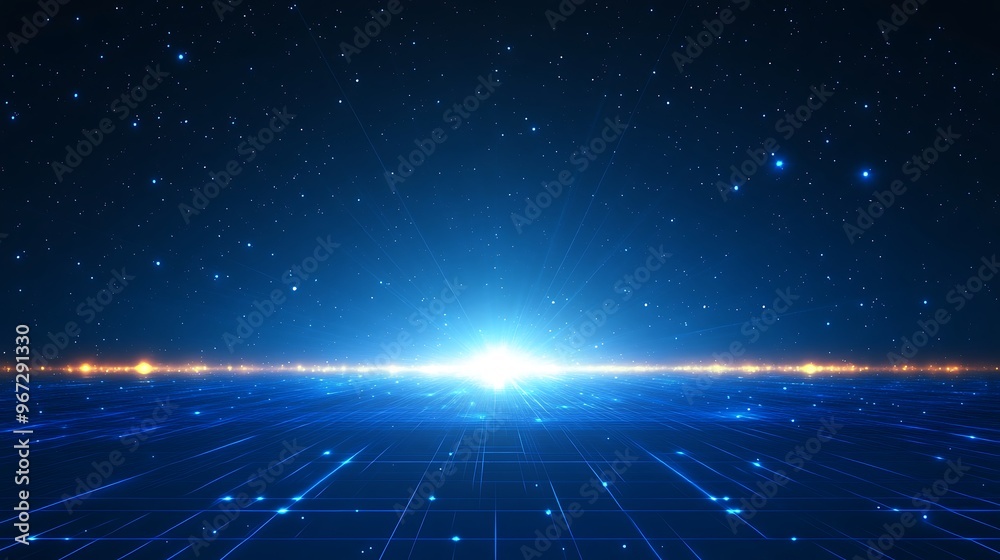 A mesmerizing digital landscape with glowing light and stars, representing a futuristic cosmic scene. A mesmerizing digital landscape with glowing light and stars, representing a futuristic cosmic scene.