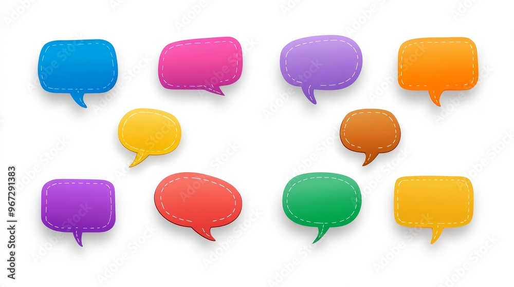 A set of colorful speech bubbles with different colors and sizes A set of colorful speech bubbles with different colors and sizes