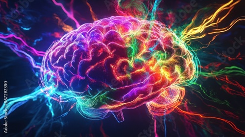 Creativity concept with a brain exploding in colors. Mind blown concept