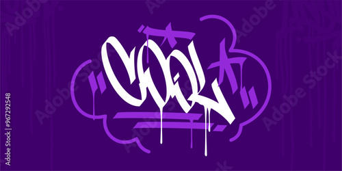 Trendy Word Cool Abstract Hip Hop Hand Written Graffiti Urban Style Vector Illustration