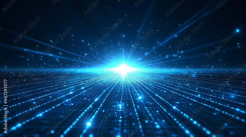 A stunning abstract blue light burst with glowing particles and dynamic lines, perfect for backgrounds or digital themes. A stunning abstract blue light burst with glowing particles and dynamic lines, perfect for backgrounds or digital themes.
