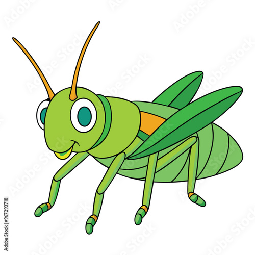 Cartoon grasshopper isolated on white background