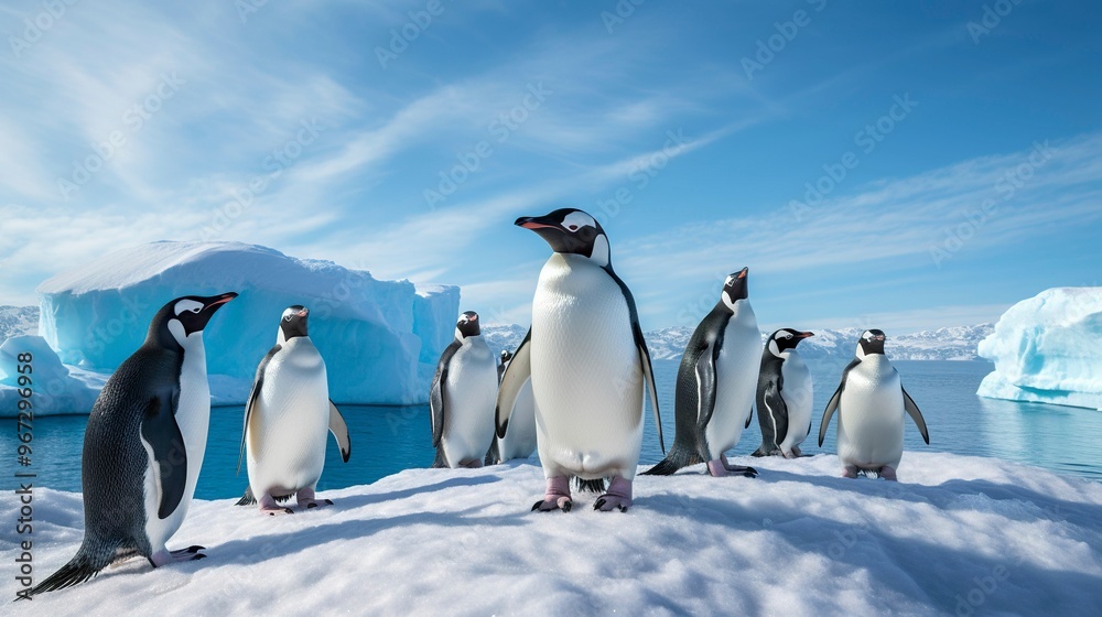 Obraz premium A photo of a group of penguins