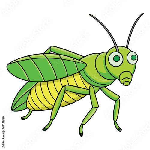 Cartoon grasshopper isolated on white background