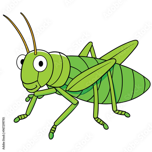 Cartoon grasshopper isolated on white background