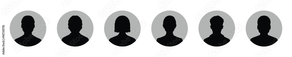 User avatar vector icon flat designs set. Man and woman vector profile signs collection User avatar vector icon flat designs set. Man and woman vector profile signs collection