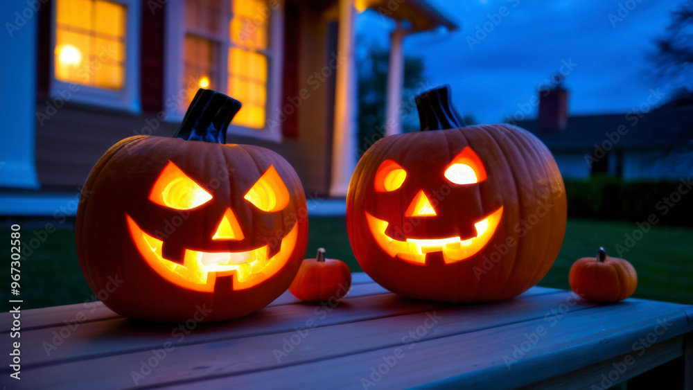Halloween jack o lantern with pumpkins