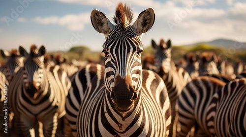 A photo of a herd of zebras