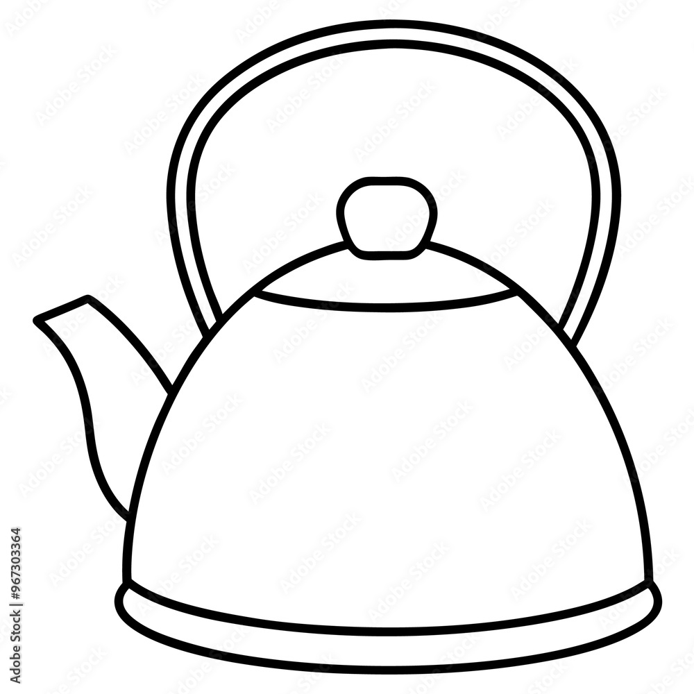 Obraz premium tea kettle outline coloring book page line art illustration digital drawing