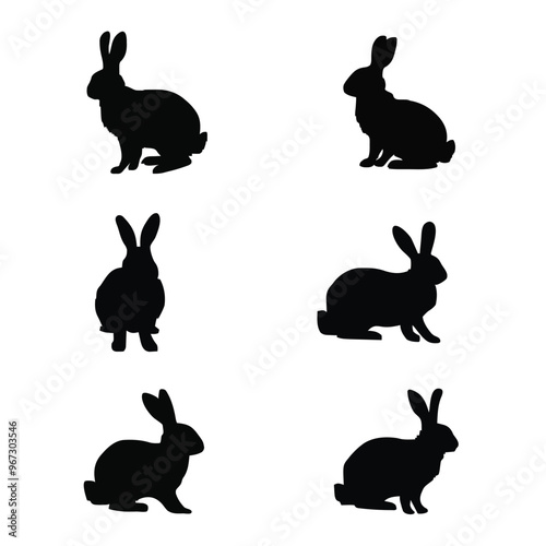 Set of rabbit silhouette