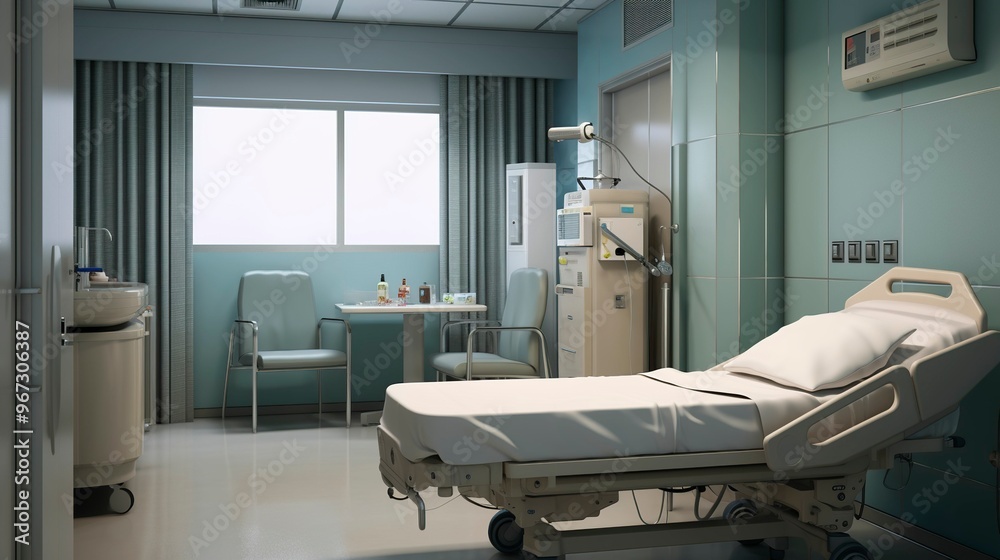 A photo of a hospital treatment room