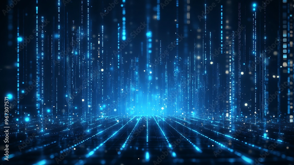A visual representation of digital data streams in vibrant blue tones, creating a futuristic atmosphere. A visual representation of digital data streams in vibrant blue tones, creating a futuristic atmosphere.