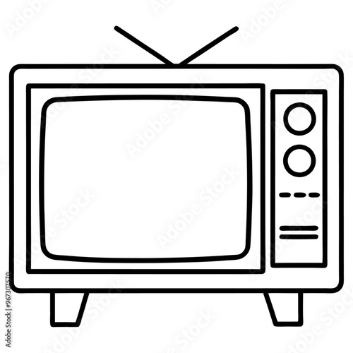 television outline coloring book page line art illustration digital drawing