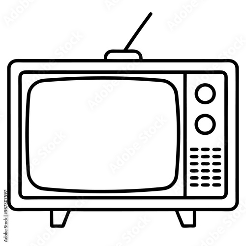 television outline coloring book page line art illustration digital drawing