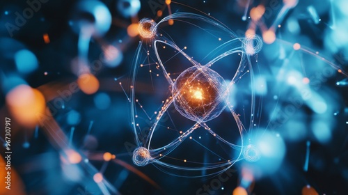 A close-up of a chemical element symbol with its corresponding atomic structure displayed, illustrating the connection between symbols and atomic models.