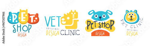 Pet Shop and Vet Clinic Graphic Emblem Original Design Vector Set