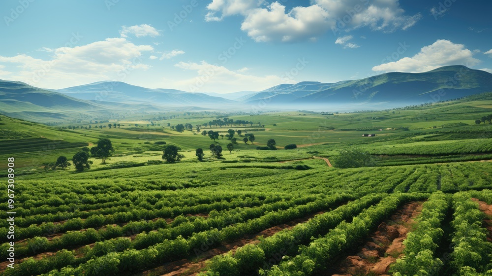 Farmland field countryside with cloudy sky Farmland field countryside with cloudy sky