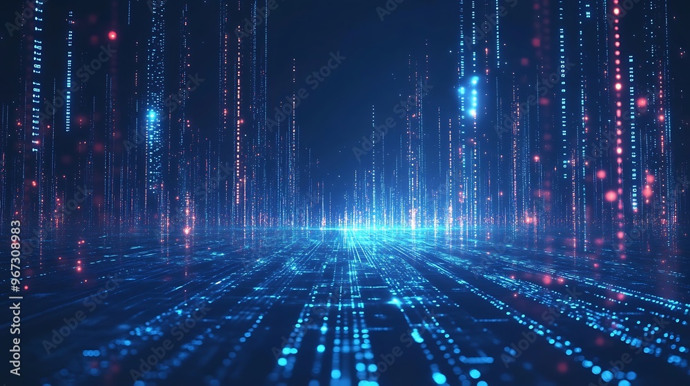 Abstract digital background with luminous lines and glowing particles, representing futuristic technology and data flow. Abstract digital background with luminous lines and glowing particles, representing futuristic technology and data flow.
