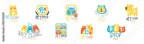 Pet Shop and Vet Clinic Graphic Emblem Original Design Vector Set