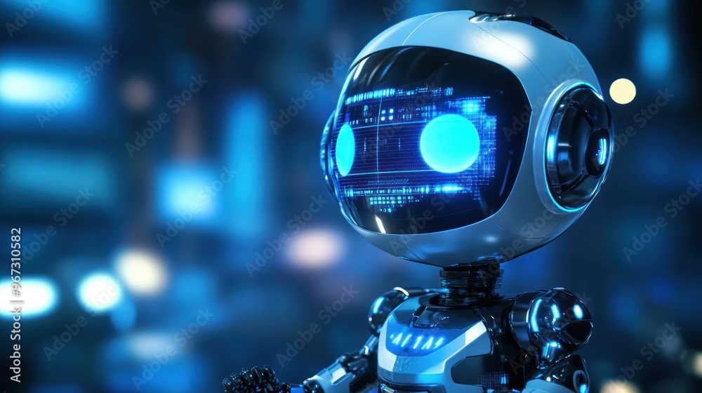 Futuristic Robot with Blue Lights Futuristic Robot with Blue Lights