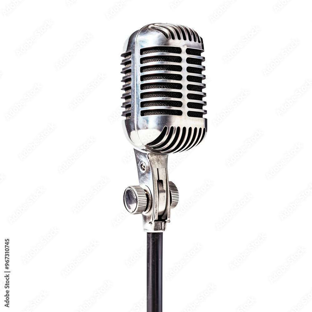 Fototapeta premium PNG. Vintage metal microphone on transparent background