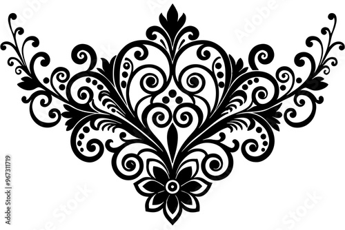  A sophisticated French lace pattern with intricate swirls and curves, suitable for upscale invitations or decor projects vector art illustration