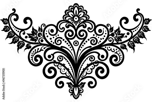  A sophisticated French lace pattern with intricate swirls and curves, suitable for upscale invitations or decor projects vector art illustration