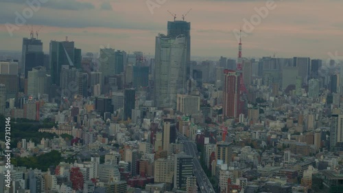 01 June 2023, Tokyo aerial cityscape panorama photo