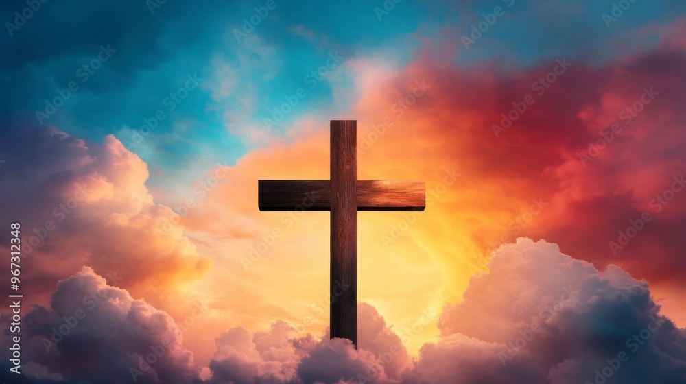 A stunning silhouette of a cross against a vibrant sky, symbolizing faith, hope, and spirituality amidst dramatic clouds. A stunning silhouette of a cross against a vibrant sky, symbolizing faith, hope, and spirituality amidst dramatic clouds.