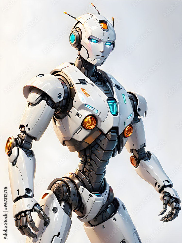 A 3D render of a futuristic robot toy with articulated hands, showcasing advanced robotic technology A 3D render of a futuristic robot toy with articulated hands, showcasing advanced robotic technology