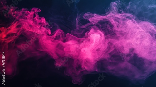 Pink and purple smoke in a dark atmosphere, abstract art concept